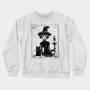 Vintage Witch and Cat Crewneck Sweatshirt